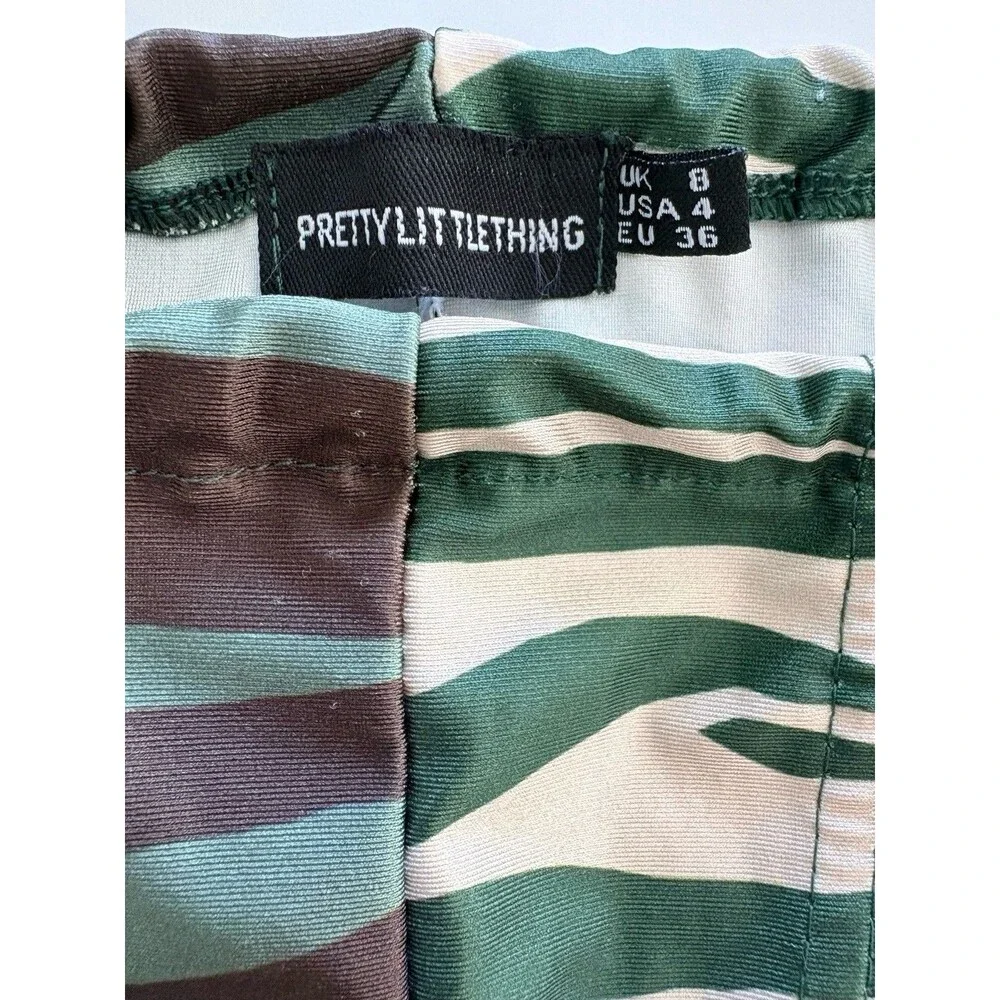 Prettylittlething Bikini Two-Piece Women's 4 Green Black Tan Camo Summer Beach